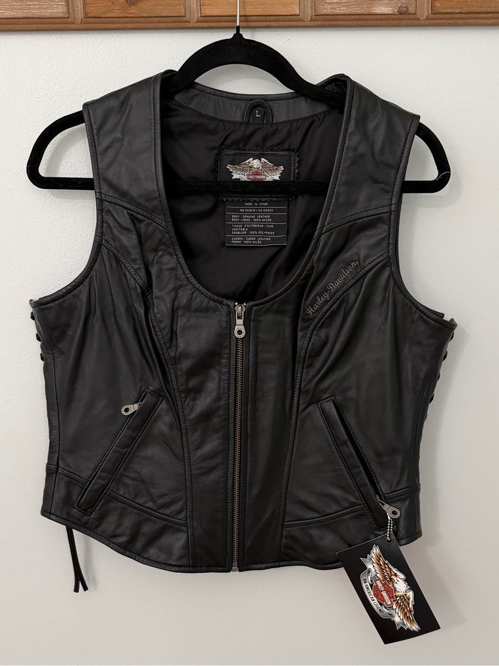 Harley-Davidson Horizon women's black leather vest- VTG Y2K 2006